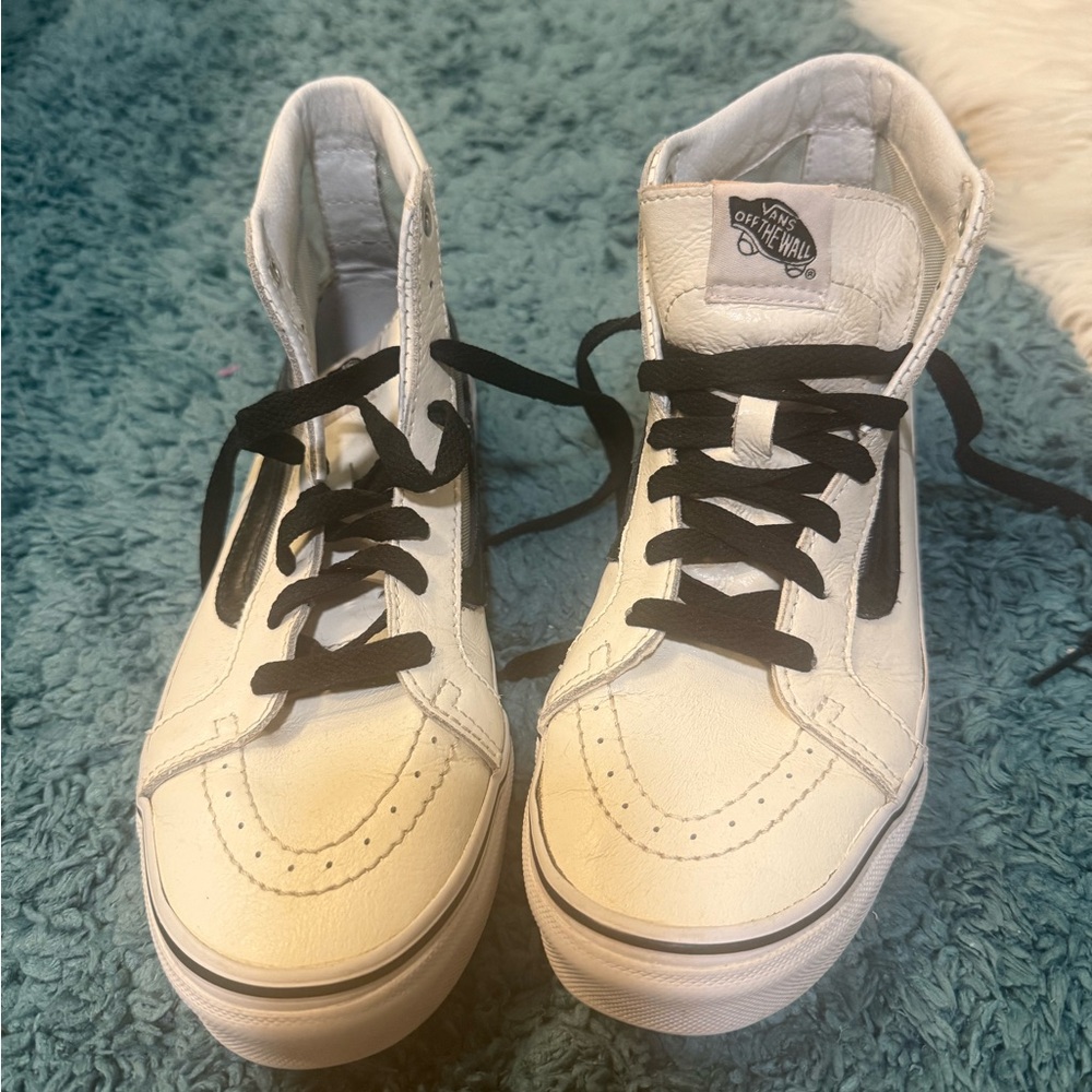 Vans White and Black High-Top Sneakers